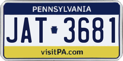 PA license plate JAT3681