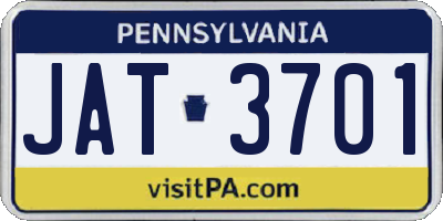 PA license plate JAT3701