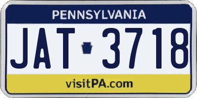PA license plate JAT3718