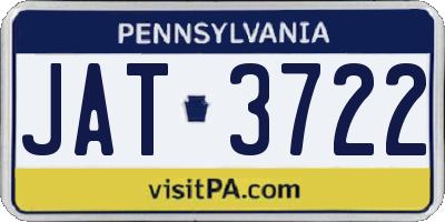 PA license plate JAT3722