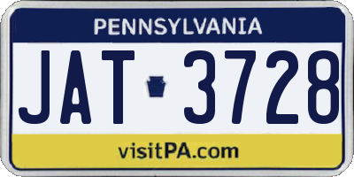PA license plate JAT3728