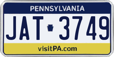 PA license plate JAT3749