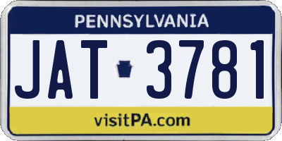 PA license plate JAT3781