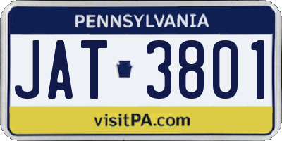 PA license plate JAT3801