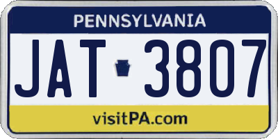 PA license plate JAT3807