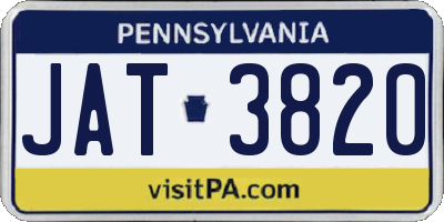 PA license plate JAT3820