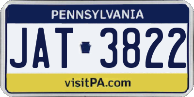 PA license plate JAT3822