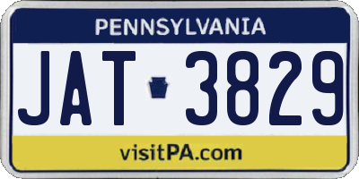 PA license plate JAT3829