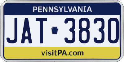 PA license plate JAT3830
