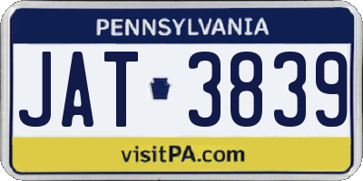 PA license plate JAT3839
