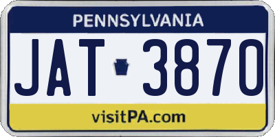 PA license plate JAT3870