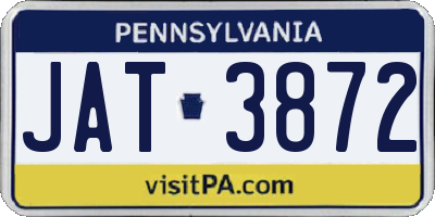 PA license plate JAT3872