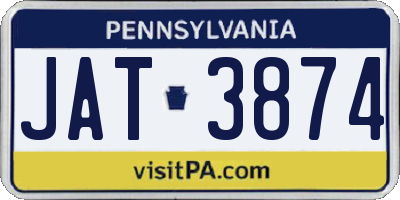 PA license plate JAT3874