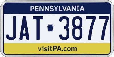 PA license plate JAT3877