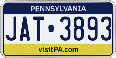 PA license plate JAT3893