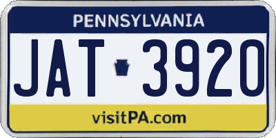 PA license plate JAT3920