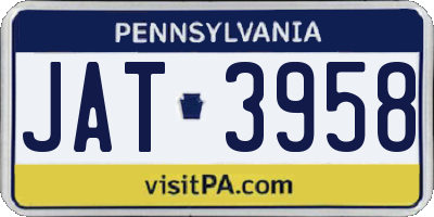 PA license plate JAT3958