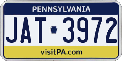 PA license plate JAT3972