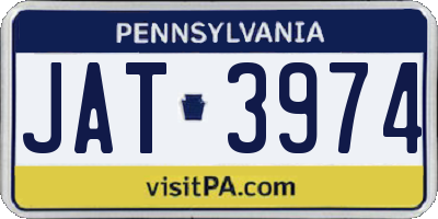 PA license plate JAT3974