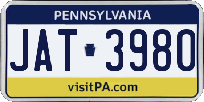 PA license plate JAT3980