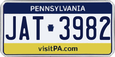 PA license plate JAT3982
