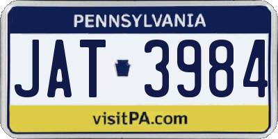 PA license plate JAT3984