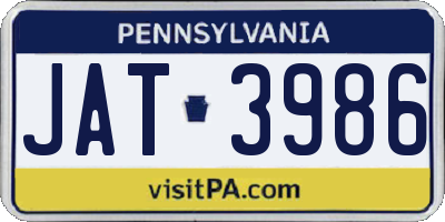 PA license plate JAT3986