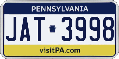 PA license plate JAT3998