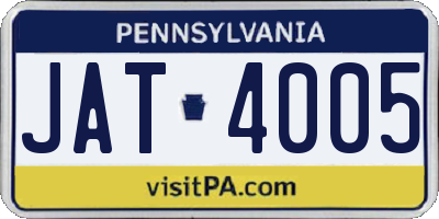 PA license plate JAT4005