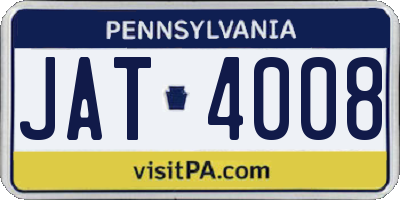PA license plate JAT4008
