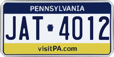 PA license plate JAT4012
