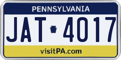 PA license plate JAT4017