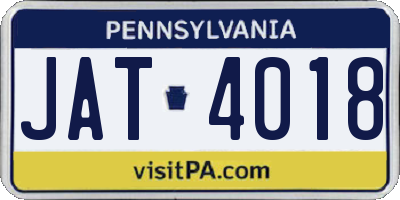 PA license plate JAT4018