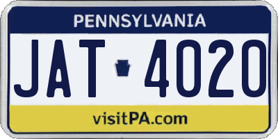 PA license plate JAT4020