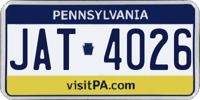 PA license plate JAT4026
