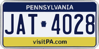 PA license plate JAT4028