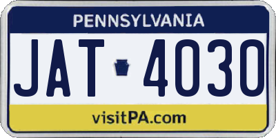 PA license plate JAT4030