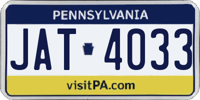 PA license plate JAT4033