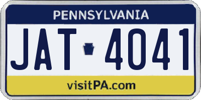 PA license plate JAT4041