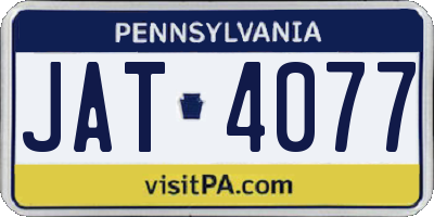 PA license plate JAT4077
