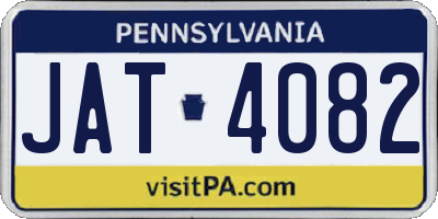 PA license plate JAT4082