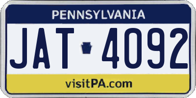 PA license plate JAT4092