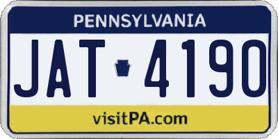 PA license plate JAT4190
