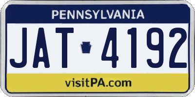 PA license plate JAT4192