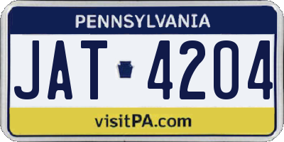 PA license plate JAT4204