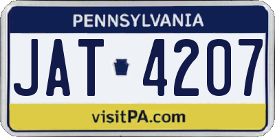 PA license plate JAT4207