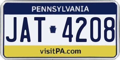 PA license plate JAT4208