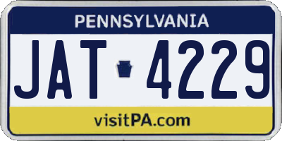 PA license plate JAT4229