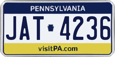 PA license plate JAT4236