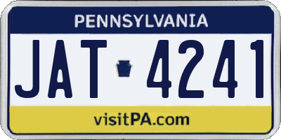 PA license plate JAT4241